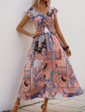 Resort-style midi dress with paisley floral print_CWDMD02043