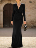 Slim-fit elegant V-neck dress for women_CWDMD02158