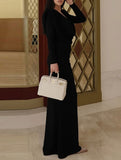 Slim-fit elegant V-neck dress for women_CWDMD02158