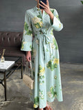 Polo Neck Button Belted Dress