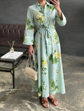 Polo Neck Button Belted Dress