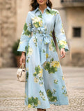 Polo Neck Button Belted Dress