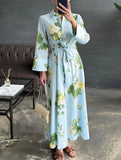 Polo Neck Button Belted Dress