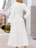 V Neck Tiered Puff Sleeve Maxi Dress_CWDMD02168