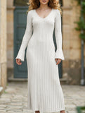 Casual, fitted waist, ribbed knit dress for women_CWDMD02175