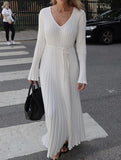 Casual, fitted waist, ribbed knit dress for women_CWDMD02175