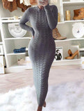 Fashionable cable knit long-sleeved wool dress for women_CWDMD02177