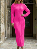 Fashionable cable knit long-sleeved wool dress for women_CWDMD02177