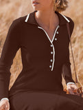 Stylish collared knit dress, slim fit and elegant_CWDMD02178