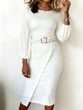 Stylish high-waisted slit dress for women_CWDMD02207