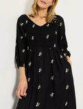 Floral French Style V Neck Midi Dress_CWDMD02235