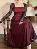 Women's elegant slimming dress with mesh sleeves_CWDMD02247