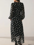 French Polka Dot Waist Fit Midi Dress_CWDMD02276
