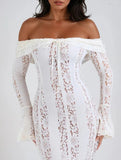 Lace Off Shoulder Bell Sleeve Evening Dress_CWDMD02277