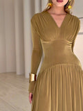 Velvet Shiny Waist Fit Maxi Dress_CWDMD02278