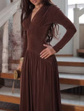 Velvet Shiny Waist Fit Maxi Dress_CWDMD02278