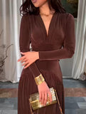 Velvet Shiny Waist Fit Maxi Dress_CWDMD02278