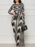 Irregular Print Slim Fit Bodycon Dress_CWDMD02279