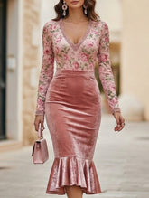 Velvet Cutout Slim Fit Midi Bodycon Dress_CWDMD02299