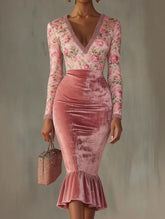 Velvet Cutout Slim Fit Midi Bodycon Dress_CWDMD02299