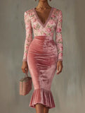 Velvet Cutout Slim Fit Midi Bodycon Dress_CWDMD02299