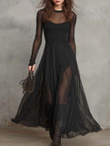 Elegant Patchwork Long Sleeve Mermaid Dress