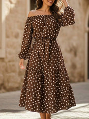 Elegant Polka Dot Office Midi Dress