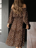 Elegant Polka Dot Office Midi Dress