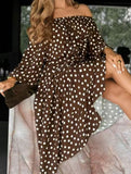 Elegant Polka Dot Office Midi Dress
