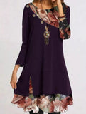 Chiffon Print Loose Plus Size Dress for Women_CWDMD02344