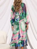 French-style tie-dye satin crop top dress for women_CWDMD02345