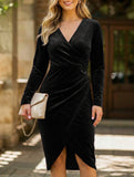Plus Size Ruched Deep V Bodycon Dress