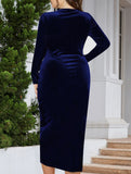 Plus Size Ruched Deep V Bodycon Dress