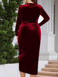Plus Size Ruched Deep V Bodycon Dress