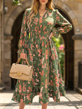 Floral Flare Sleeve A Line Dress_CWDMD02377