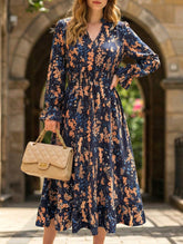 Floral Flare Sleeve A Line Dress_CWDMD02377