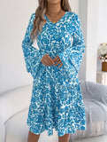 Vintage Flare Sleeve Ruffle A Line Dress_CWDMD02395