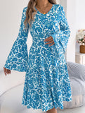 Vintage Flare Sleeve Ruffle A Line Dress_CWDMD02395