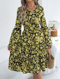 Vintage Flare Sleeve Ruffle A Line Dress_CWDMD02395