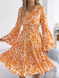 Vintage Flare Sleeve Ruffle A Line Dress_CWDMD02395