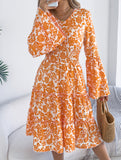 Vintage Flare Sleeve Ruffle A Line Dress_CWDMD02395