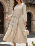 Cotton Linen Vintage Long Sleeve Dress