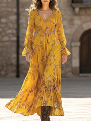 Vintage Floral High Waist Maxi Dress