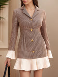 Plaid Pleated Belted Blazer Dress