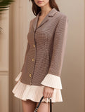 Plaid Pleated Belted Blazer Dress