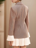 Plaid Pleated Belted Blazer Dress