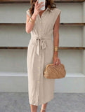 Tie Waist Shirt Midi Dress