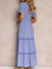 Ruffle Sleeve Lace Patchwork Dress