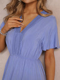 Ruffle Sleeve Lace Patchwork Dress