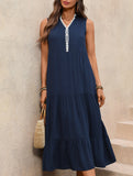 Sleeveless V Neck Elegant Maxi Dress